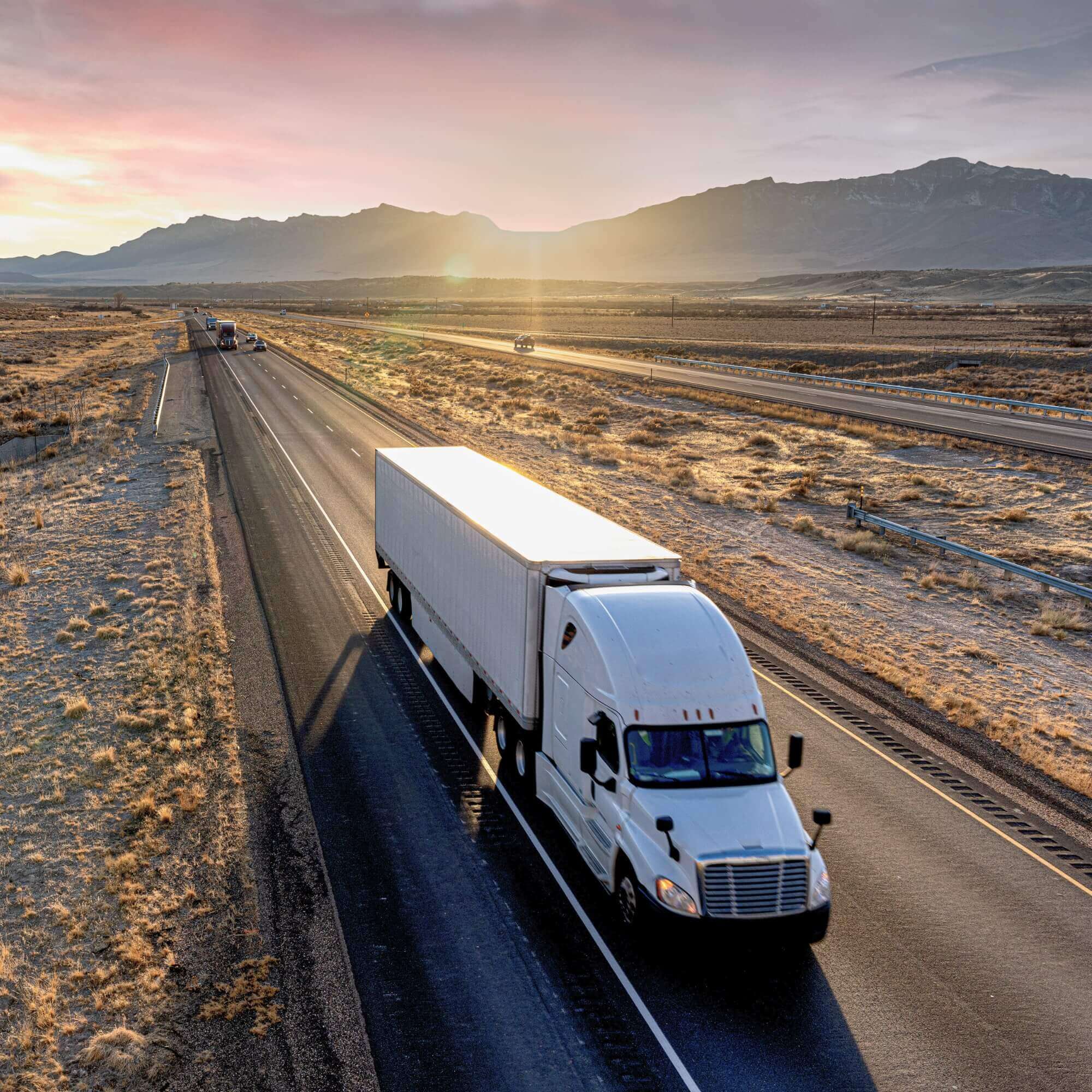 Semi-truck driving on the highway